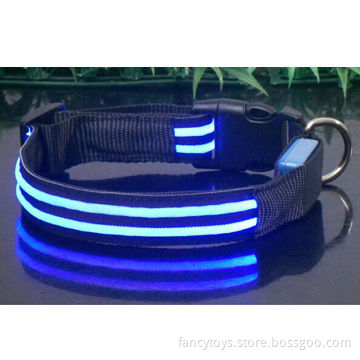 LED double optical fibers flashing collar